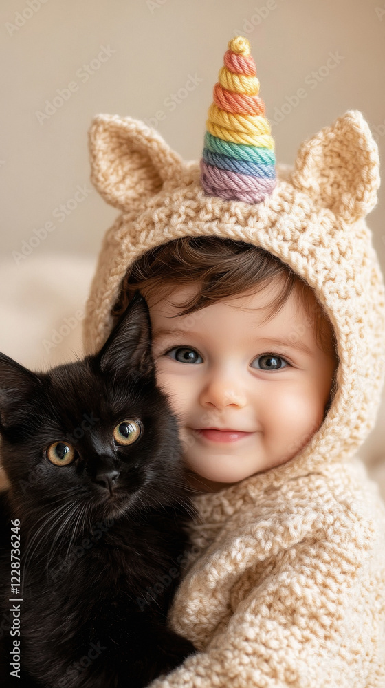 baby boy with cat baby boy with cat