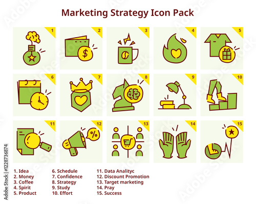 Marketing Strategy Icon Pack Color Style