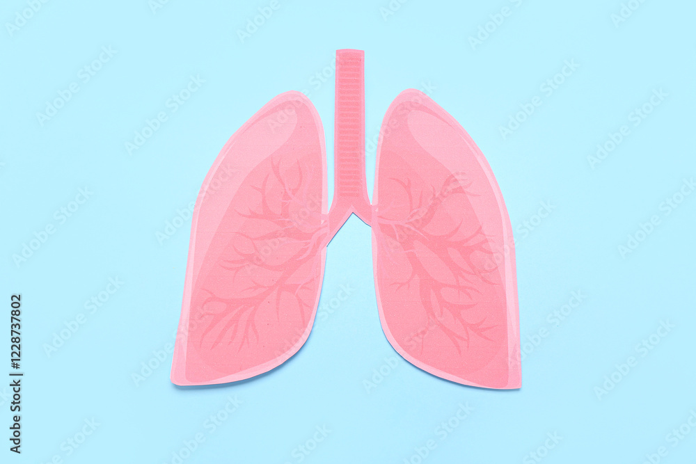 Paper lungs on blue background