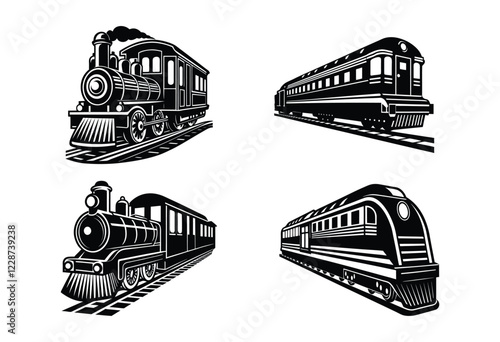 illustration of a set of silhouettes train