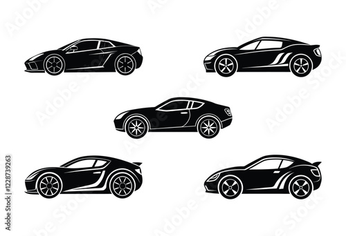 illustration a set of silhouettes car