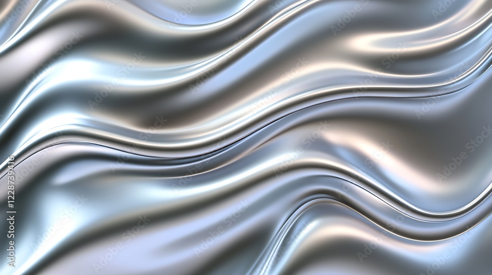 Obraz premium Silver Liquid Metal Abstract Wave Background