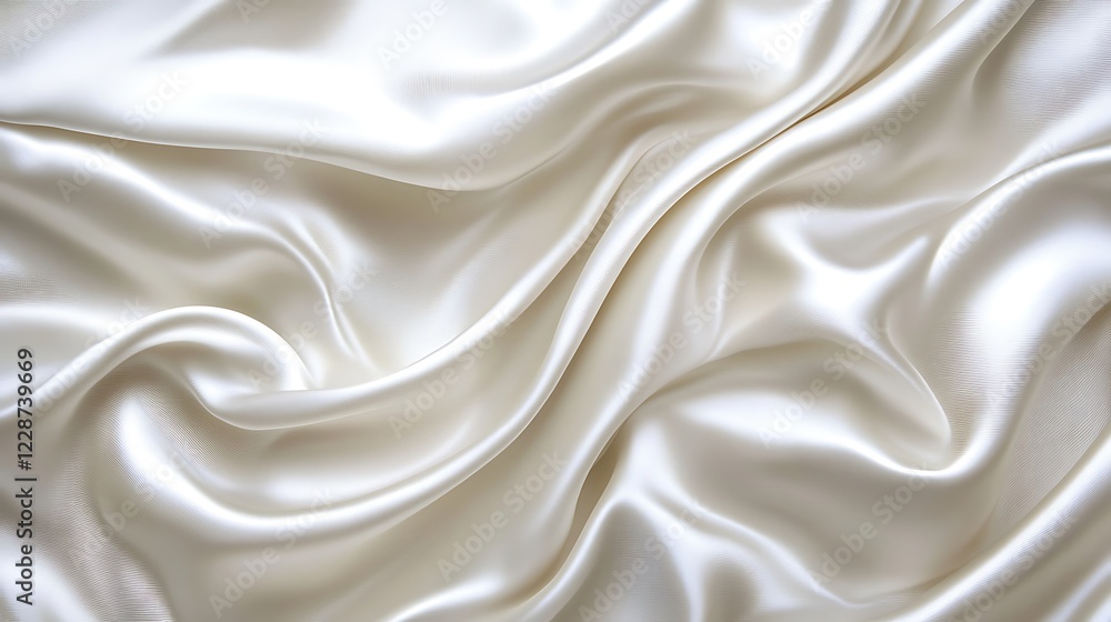 Fototapeta premium Elegant Draped Creamy White Silk Fabric Texture