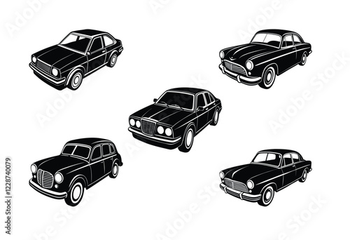 set of silhouettes car