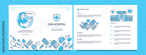 Medical or healthcare square trifold brochure template or Square trifold medical brochure design. Medical and health care Modern Square Trifold brochure presentation, Creative Health service template