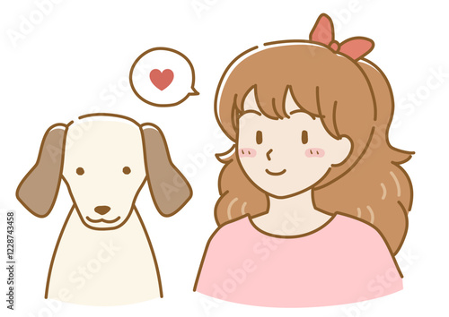 耳の垂れた犬と飼い主の幸せな2ショット上半身