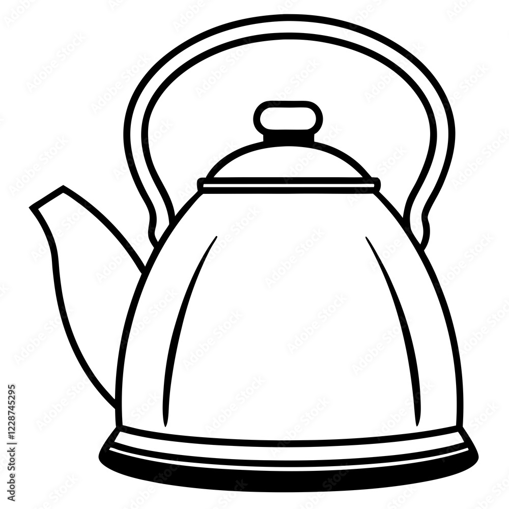 Stylized Tea Kettle Line Art for Vector Projects Stylized Tea Kettle Line Art for Vector Projects