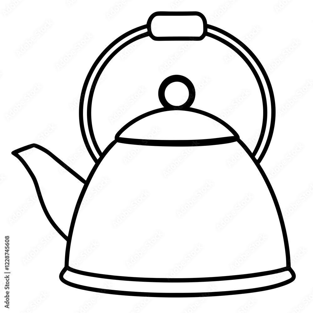 Stylized Tea Kettle Line Art for Vector Projects