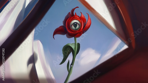 Wallpaper Mural explore surreal eye flower art with red fantasy flower illustrations in digital painting surrealism for unique abstract plant artwork Torontodigital.ca