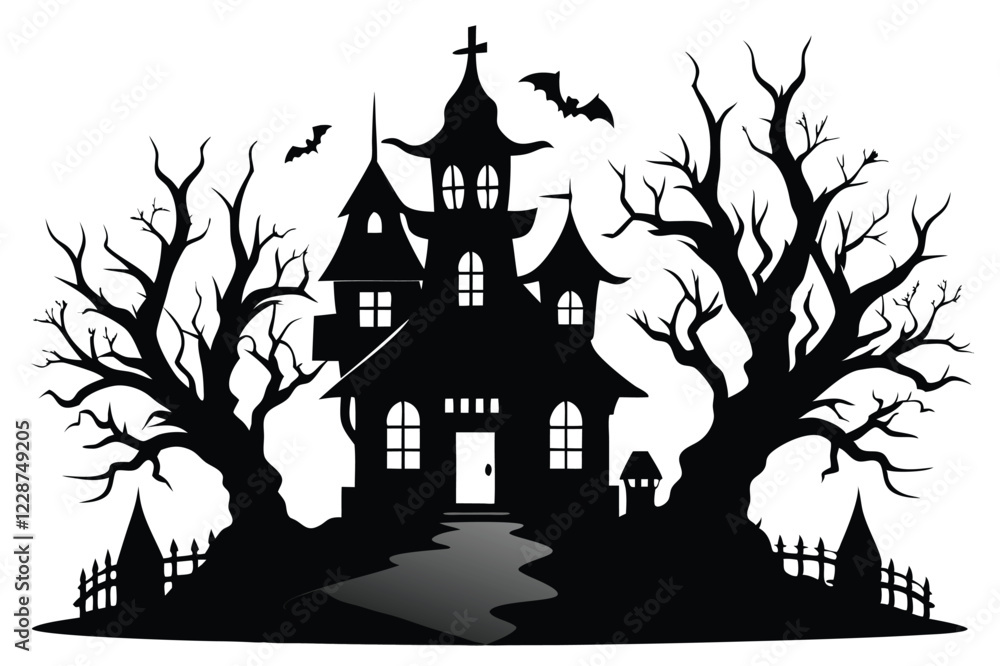 Halloween haunted house, spooky castles and houses vector Halloween haunted house, spooky castles and houses vector