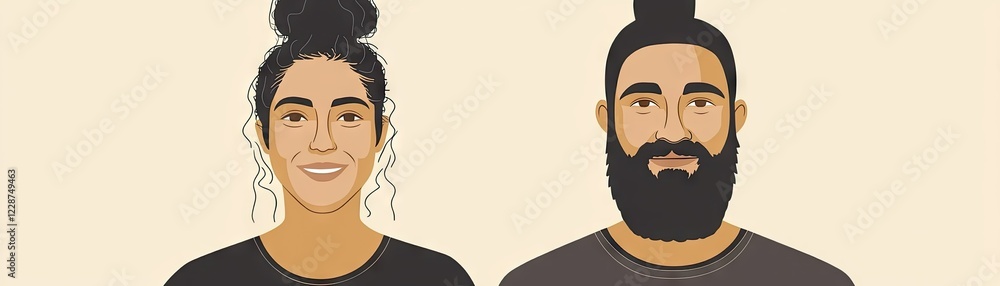 Couple portrait, smiling, neutral background, website avatar Couple portrait, smiling, neutral background, website avatar