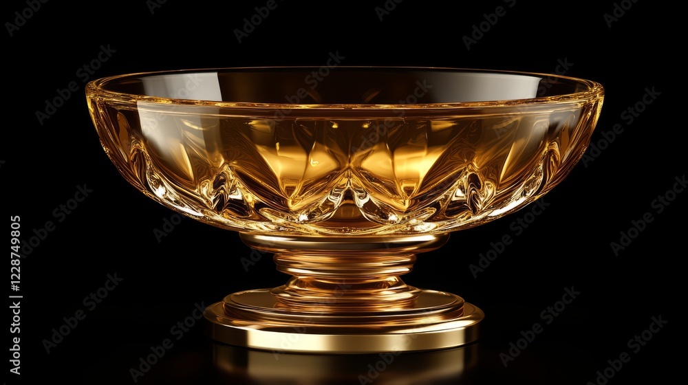 A winner's 3D gold trophy, its handles curved gracefully, glowing warmly on a black background A winner's 3D gold trophy, its handles curved gracefully, glowing warmly on a black background