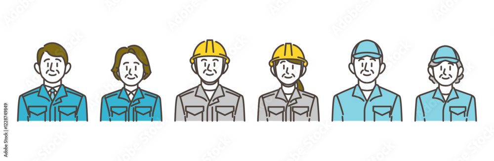 Senior male and female workers wearing work clothes [Vector illustration]