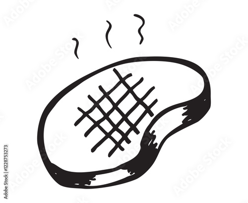 Hand-Drawn Hot Meat Sketch Vector Illustration at White Background