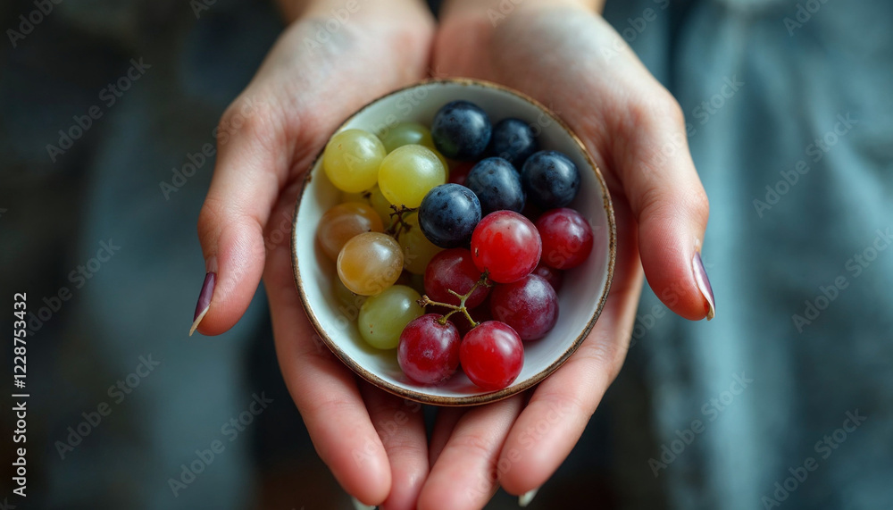 Grape on palm hand HD picture. Fresh grape HD photo Grape on palm hand HD picture. Fresh grape HD photo