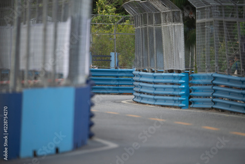 Empty Dramatic view of racing circuit asphalt road