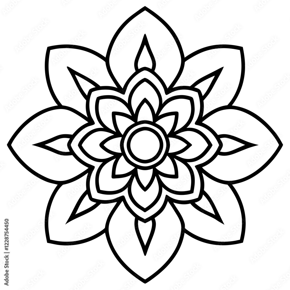 Boho Mandala Heart Line Art for Design Projects