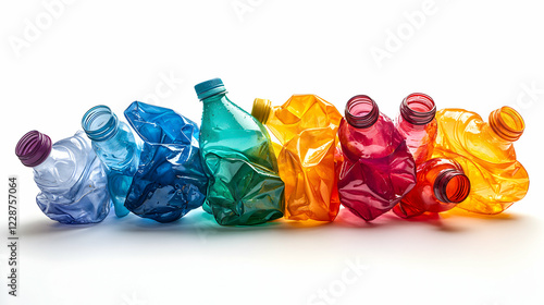 Recycling initiatives colorful plastic bottles urban environment still life close-up view sustainability concept photo