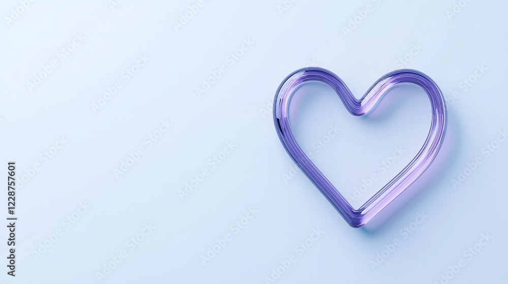 A purple heart shape made from a flexible material, set against a light blue background. Ideal for themes of love, affection, and creativity. A purple heart shape made from a flexible material, set against a light blue background. Ideal for themes of love, affection, and creativity.