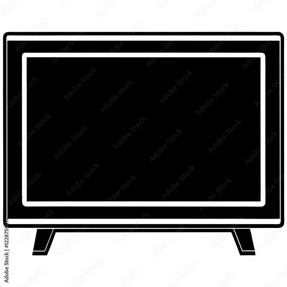 Sleek Smart TV Silhouette on White Sleek Smart TV Silhouette on White