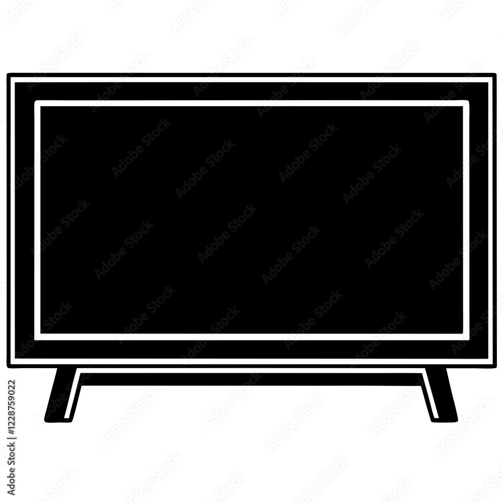 Sleek Smart TV Silhouette on White Sleek Smart TV Silhouette on White