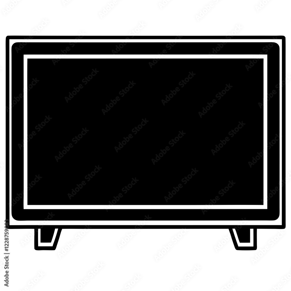 Sleek Smart TV Silhouette on White Sleek Smart TV Silhouette on White