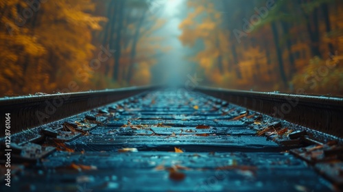 Old train tracks in the middle of the forest