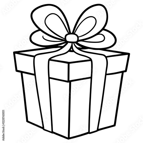 Chic line art of a present with ribbon details