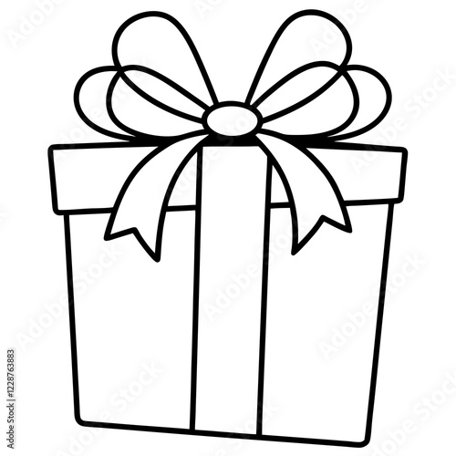 Chic line art of a present with ribbon details