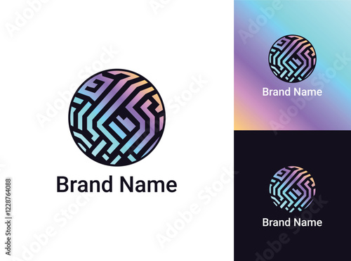 blockchain technology logo, tech, crypto currency, earth logo design.