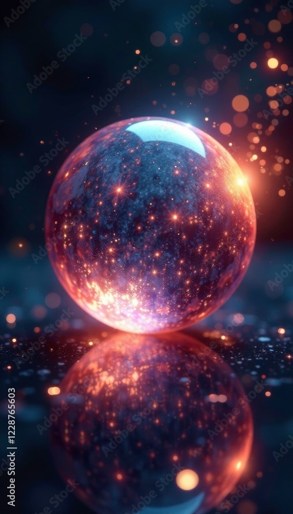 Spherical shape with shimmering surface and wispy tendrils, shimmering, luminous Spherical shape with shimmering surface and wispy tendrils, shimmering, luminous