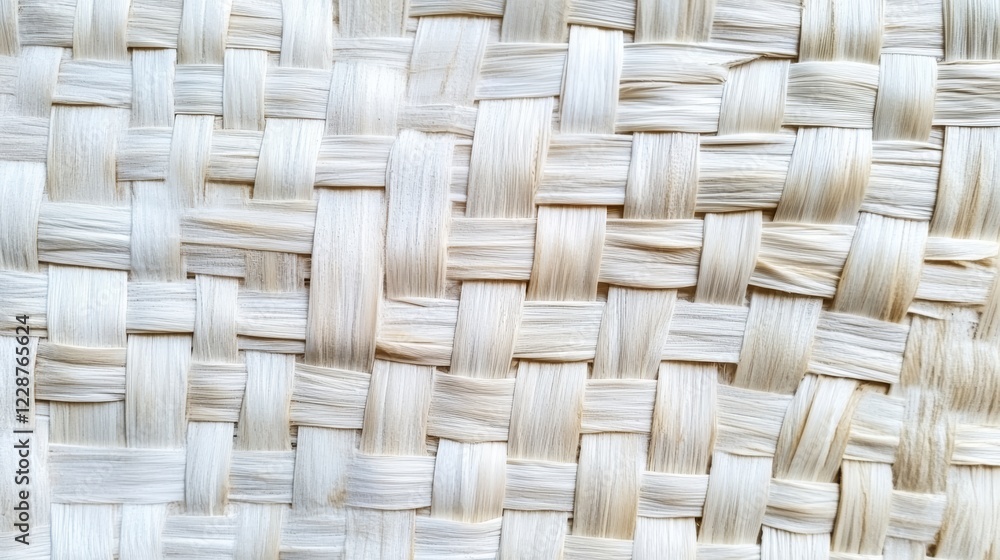 Fototapeta premium Woven white wicker straw background or texture