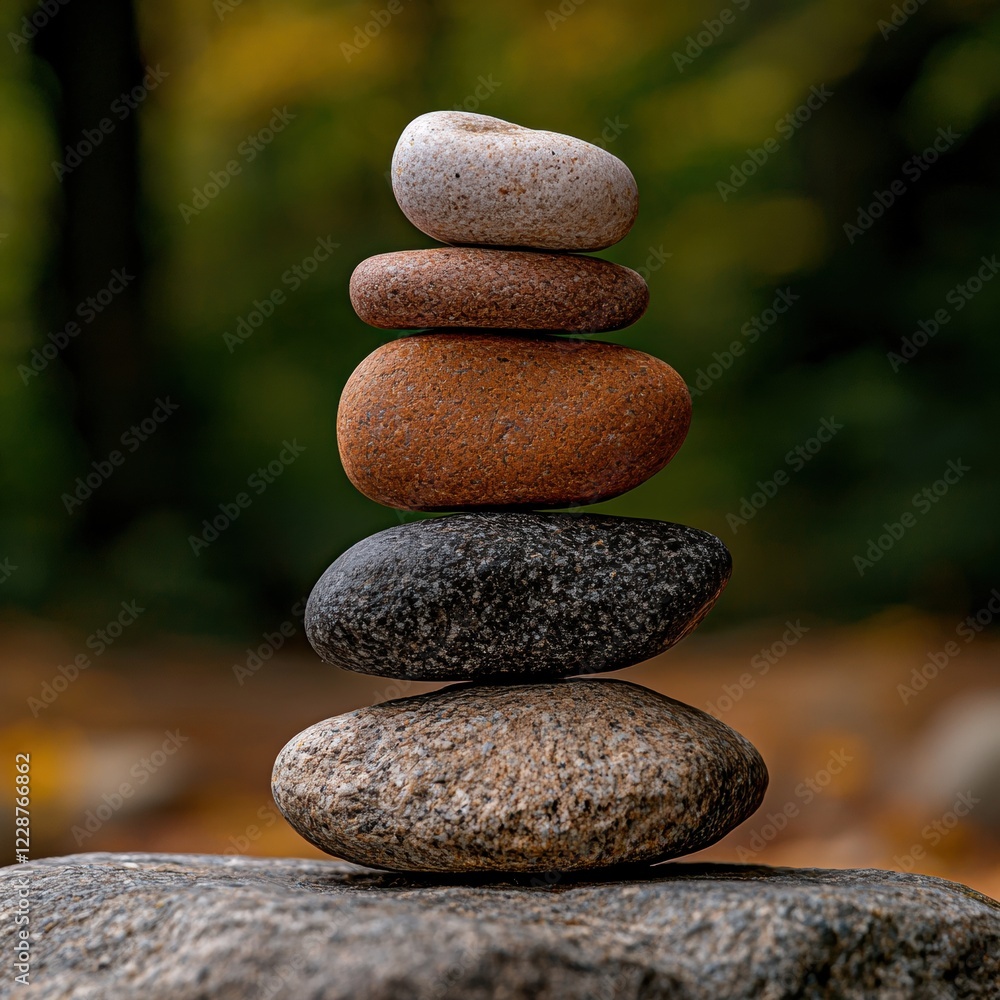 Balanced stones in nature, zen garden rocks, stacked pebbles, spiritual background Balanced stones in nature, zen garden rocks, stacked pebbles, spiritual background