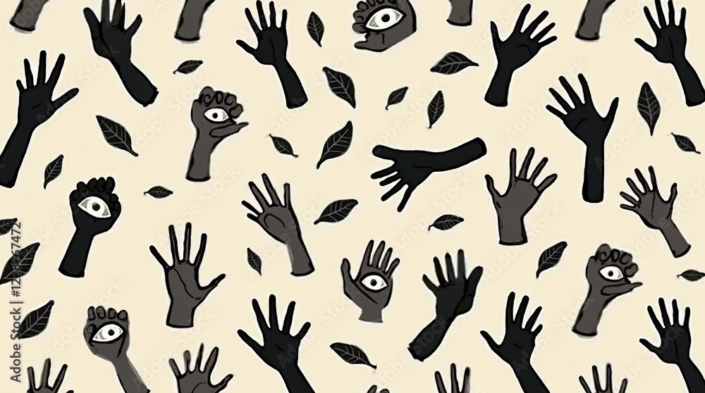 Abstract Pattern With Organic Shapes and Eye Motifs Abstract Pattern With Organic Shapes and Eye Motifs