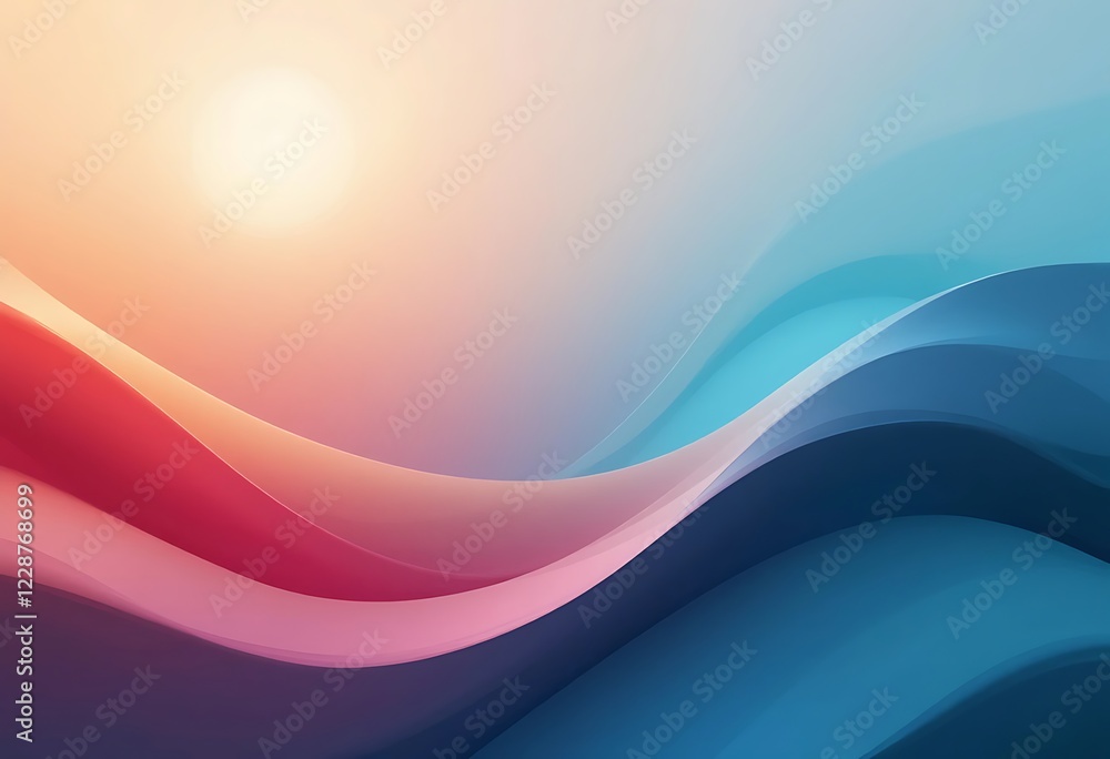 Fototapeta premium Abstract Colorful Waves Background Design with Sun