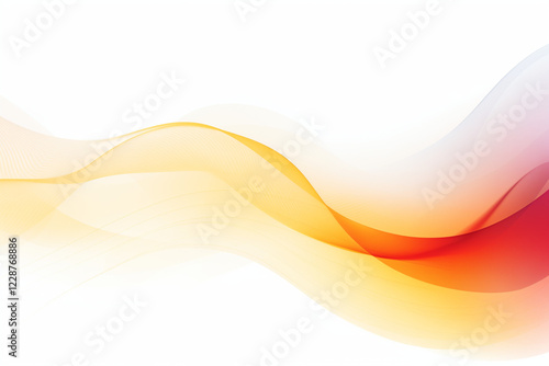 Isolated smooth wave with an abstract yellow and red gradient on a white background. 