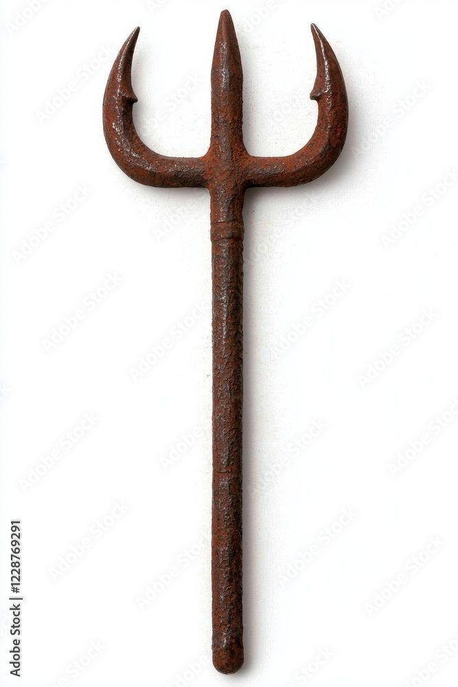 Fototapeta premium Rusty trident on white background