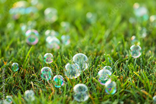 Many beautiful soap bubbles...