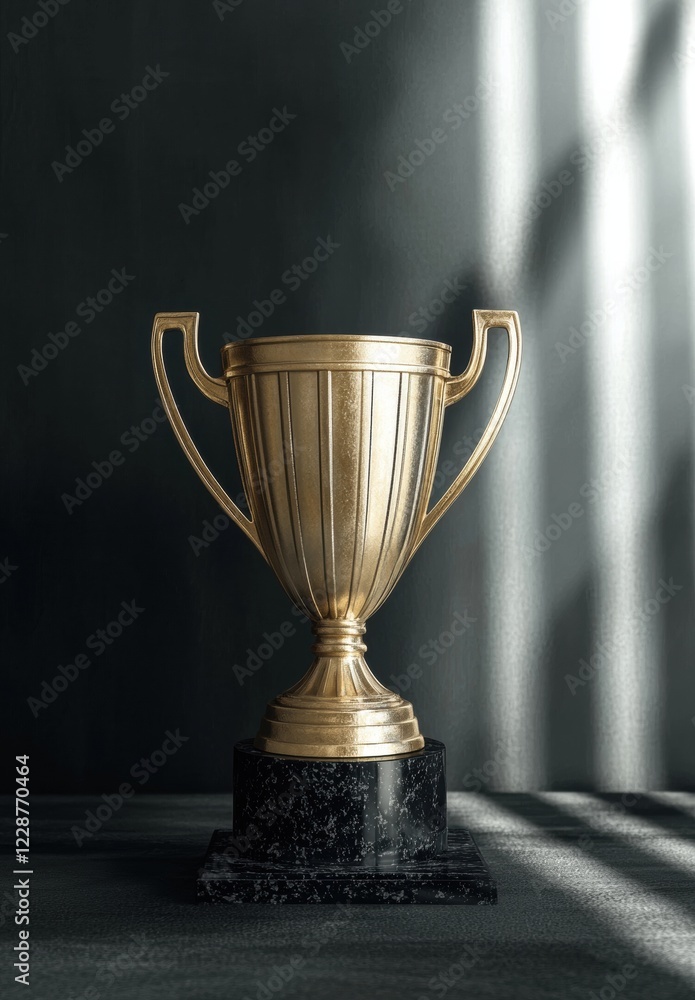 Golden trophy on a dark marble base Golden trophy on a dark marble base