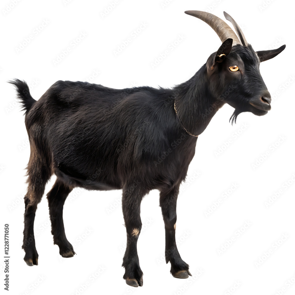 Fototapeta premium a black goat stands alone create a picture in white background