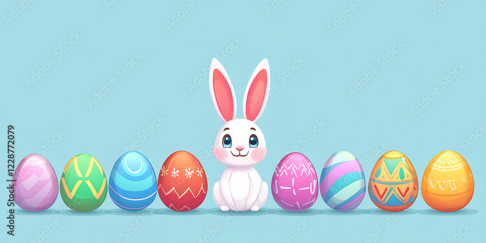 Obraz premium Osterkarte - Lachender Osterhase auf neutralen Hintergrund. Osterbanner. Oster Comic