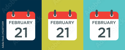 calendar - February 21 icon illustration isolated vector sign symbol