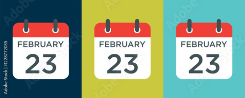 calendar - February 23 icon illustration isolated vector sign symbol