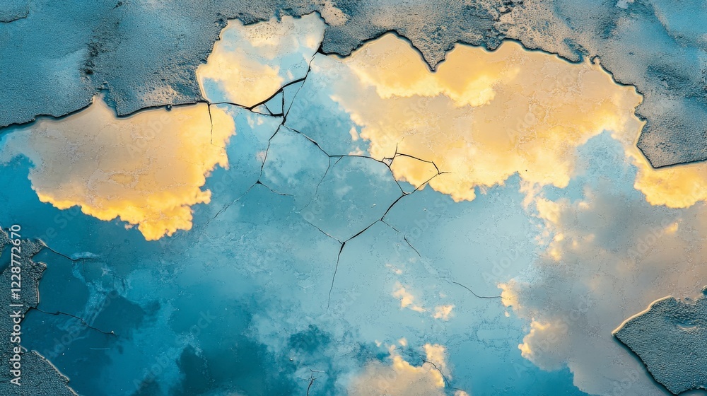Captivating Sunset Reflection in a City Puddle Captivating Sunset Reflection in a City Puddle