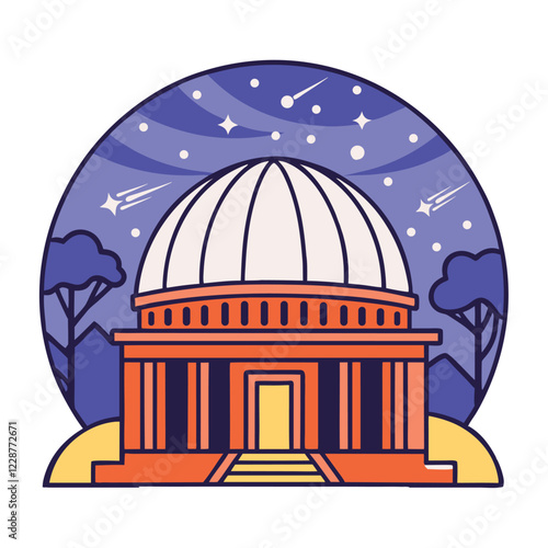 Astronomy observatory with starry night sky