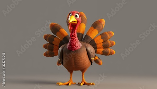 Funny Cartoon Turkey Thanksgiving Image 3d Render