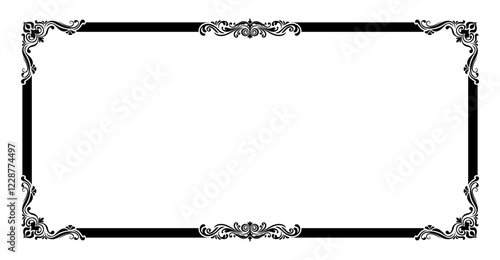 Black Thai pattern frame Landscape for picture frames vintage text box