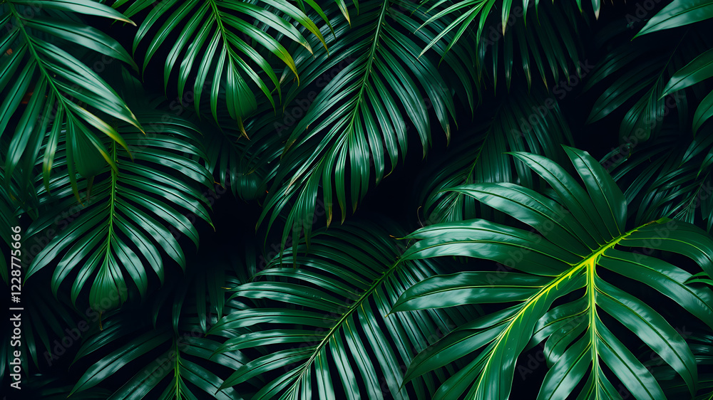 Monstera and palm leaves jungle texture Monstera and palm leaves jungle texture