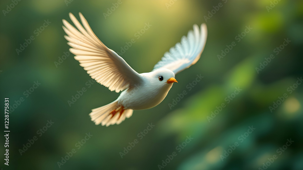 Cartoon bird flying on blur background Cartoon bird flying on blur background