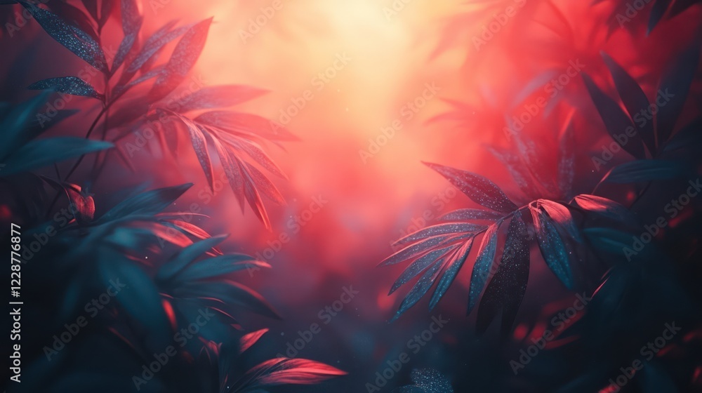Enchanted Forest: A Dreamlike Sunset in Lush Greenery Enchanted Forest: A Dreamlike Sunset in Lush Greenery